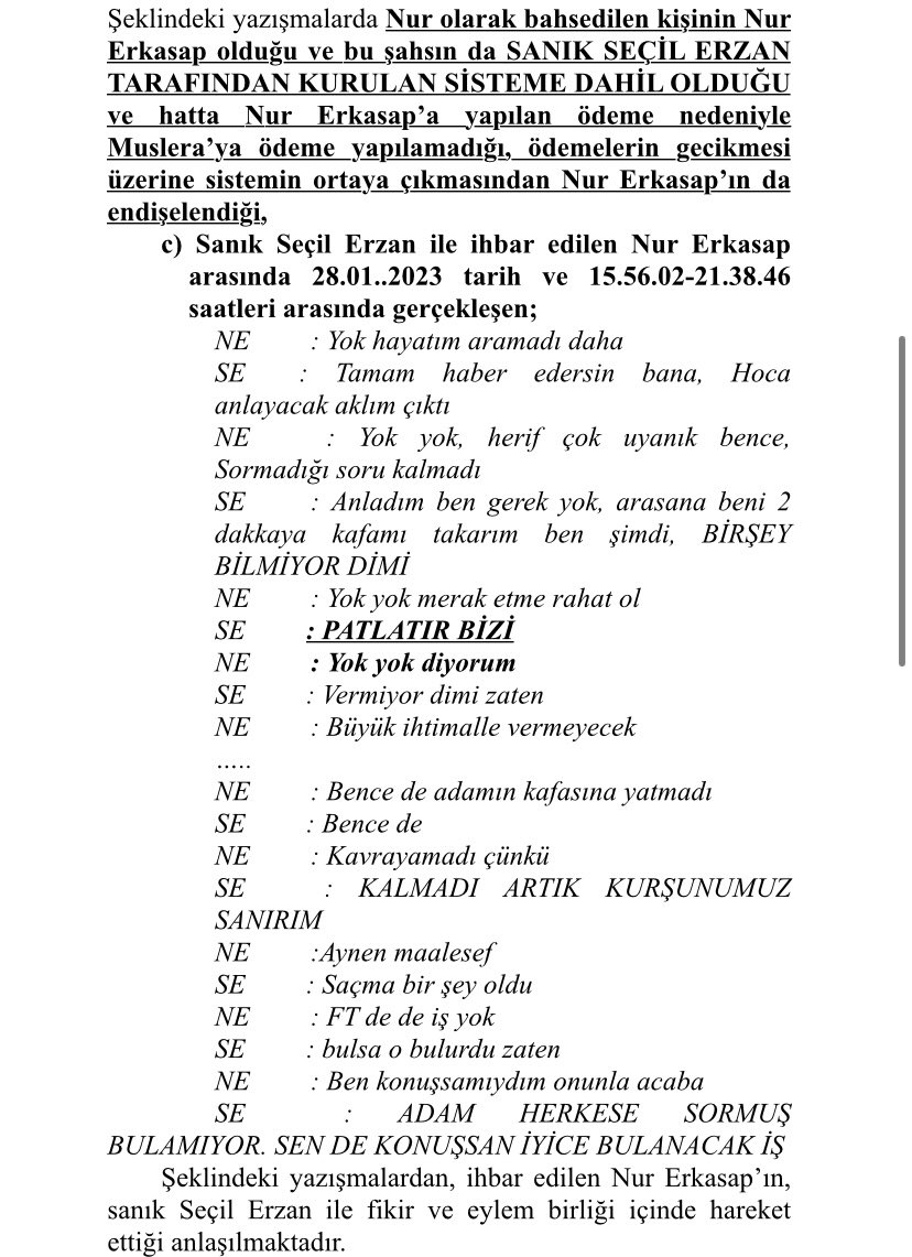 ✅ Denizbank, Fatih Terim’in sağ kolu Müfit Erkasap’ın eşi Nur Erkasap hakkında “dolandırıcılık” suçuna iştirak ettiği iddiasıyla suç duyurusunda bulundu. - Dilekeçede, Nur Erkasap’ın sanık Seçil Erzan İLE FİKİR VE EYLEM BİRLİĞİ İÇİNDE HAREKET ETMEK SURETİYLE, Mert Zeydanlı’nın…