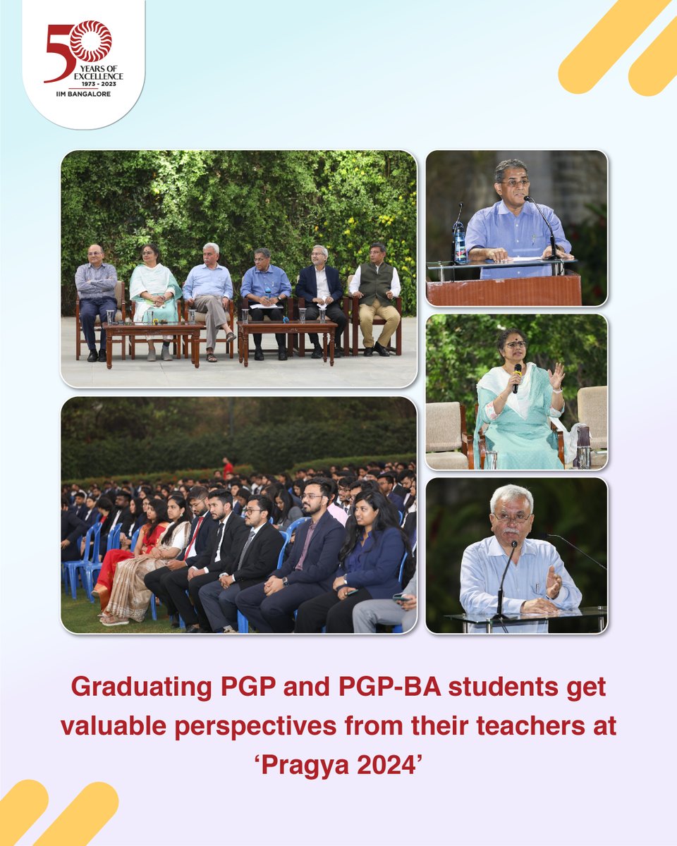 Inspiring night at 'Pragya 2024' with #IIMB faculty—Prof. Sabarinathan G, Prof. @profvasanthi, and Prof. Trilochan Sastry. Valuable #insights for graduating #PGP and PGP-BA #students. @rishikesha #pragya2024 #pgpba