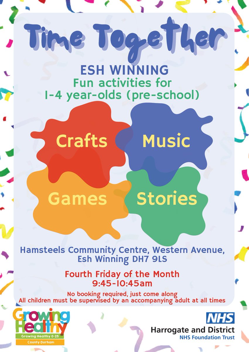 Time Together...fun activities for 1-4 year olds (pre-school)

Fourth Friday of the month 9.45am - 10.45am.  No need to book, just come along