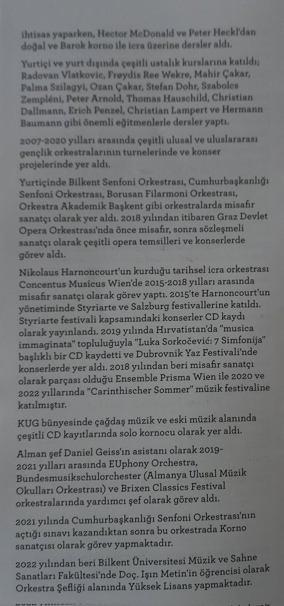 Değerli dostumuz Atay Bağcı'nin orkestra şefliğinde Bilkent Gençlik Senfoni Orkestrasını dinledik. Birbirinden değerli sanatçıların harika performansına şahitlik ettik. Yetenek emekle  yoğrulunca, sonucu başarı oluyor. Gönülden kutlarım. Örnek bir CV, paylaşmak isterim...