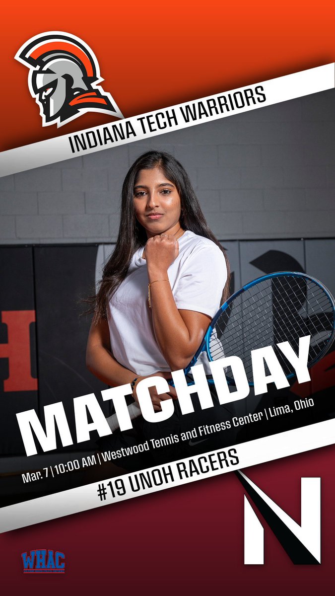 INTechWarriors's tweet photo. It’s MATCHDAY Warriors! RV men’s @INTechTennis takes on #4 UNOH at 10am and then battles Arizona Christian at 3:30pm, while women’s tennis takes on #19 UNOH at 10am and then RV Arizona Christian at 3:30pm today in Lima, Ohio #GoWarriors #WinIT https://t.co/lzTIm2lYU0