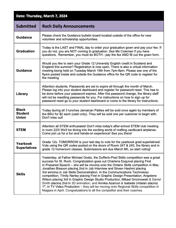 St. ROCH Daily Announcements tweet media