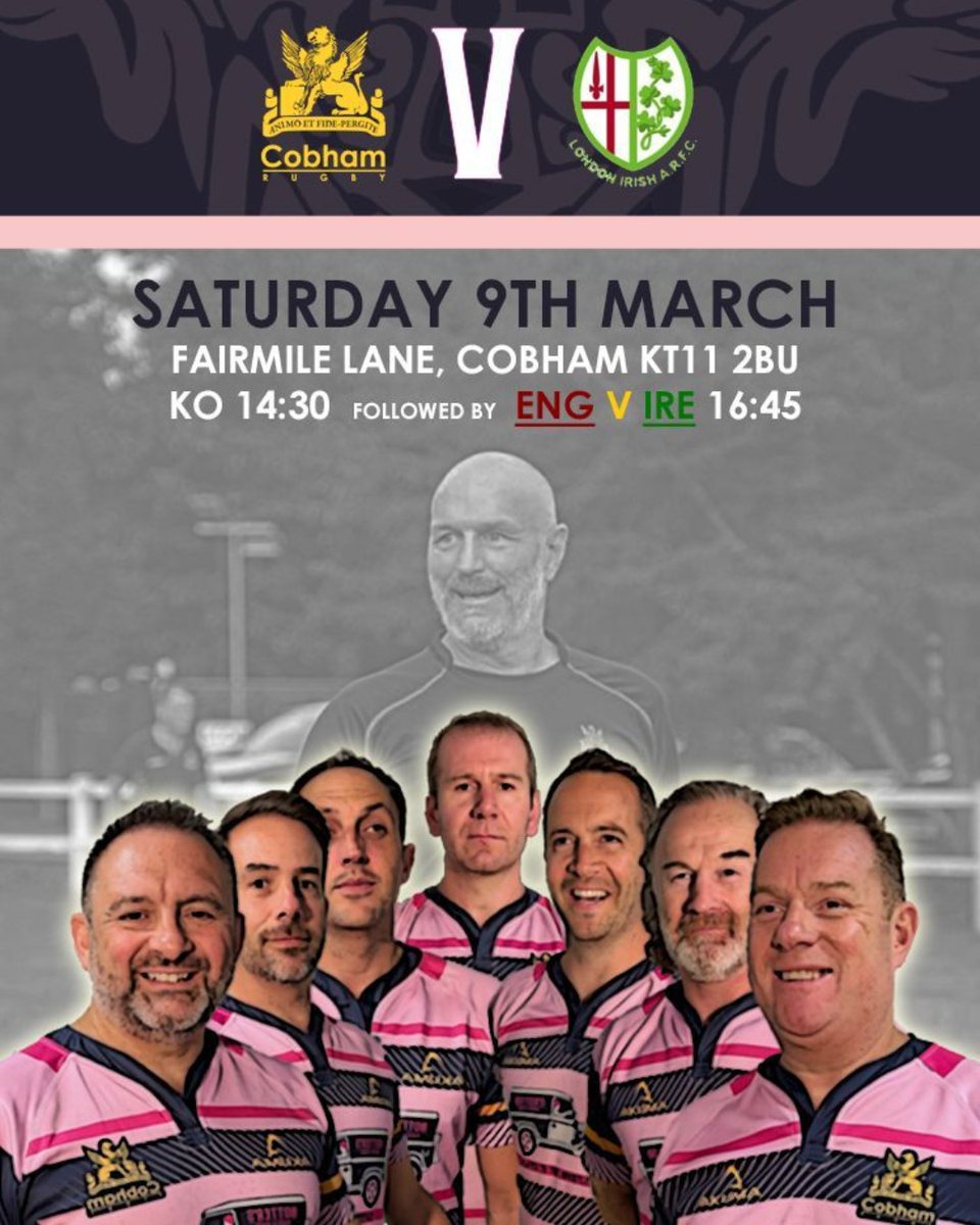 THIS SATURDAY we are holding the third annual Notter Memorial Match. Cobham take on London Irish in memory of our friend Kieran Notter, a Cobham rugby legend. Kick off is 2:30pm. The bar and BBQ hut will be open from 1pm. #KN5