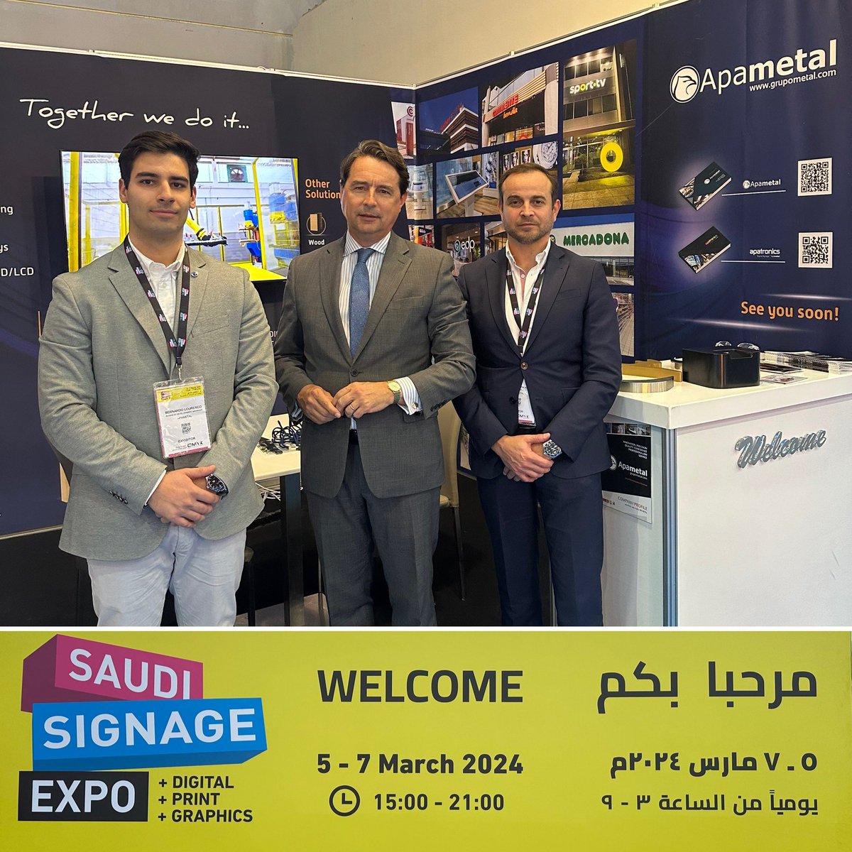 nunomathias's tweet image. Delighted to visit @SaudiSignage Expo  (5-7 March 2024, in Riyadh) and to meet with #Portuguese company Apametal showcasing the best in #digital_signage,#visual_communication #design &amp;amp; #innovation. 
🇵🇹🤝🇸🇦
@aicep @Portugal_in_KSA @MISA
