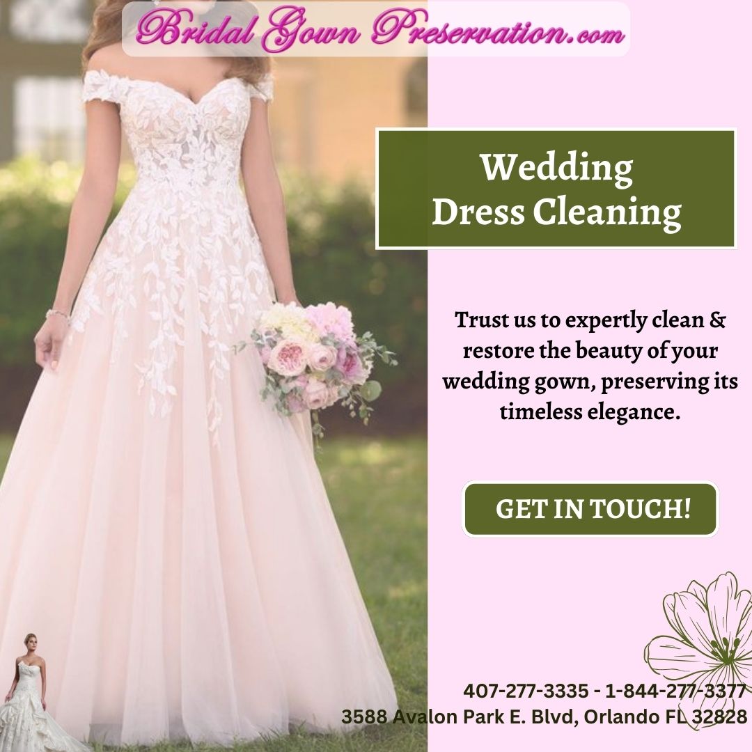 Is your #weddingdress losing its luster? Let us clean it up for you! We'll make sure it looks beautiful again, so it stays a special memory of your big day.
#WeddingGownCleaning #WeddingDressCleaning #WeddingGown #WeddingDress #BridalDress #BridalGown #OrlandoBrides #DavidsBridal