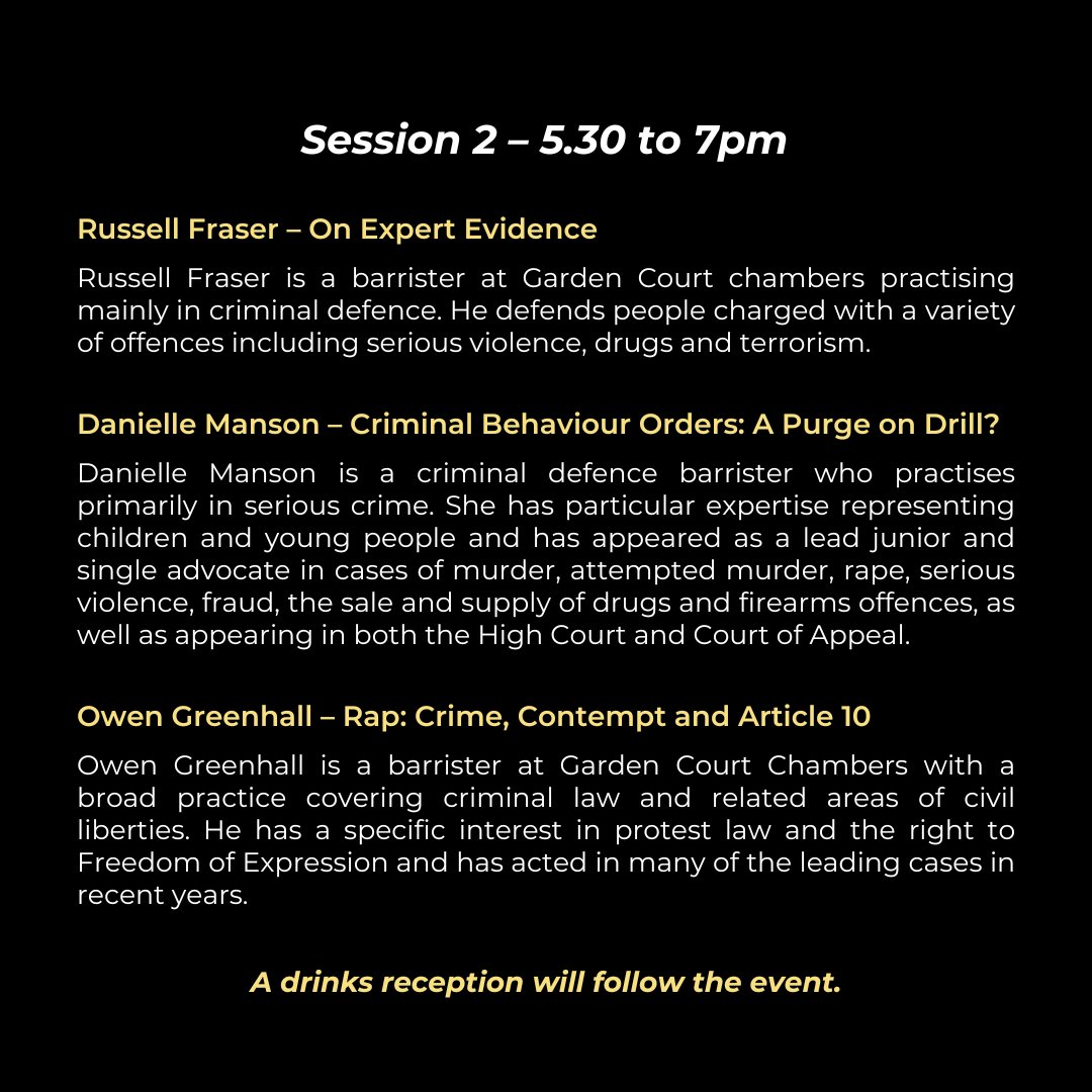 LSE Law School and Garden Court Chambers present our latest event: Issues and Implications of Prosecuting Rap 🗣️📅 To ensure you don’t miss out on any valuable content, please remember to REGISTER FOR BOTH SESSIONS. lselaw.events/event/art-not-…