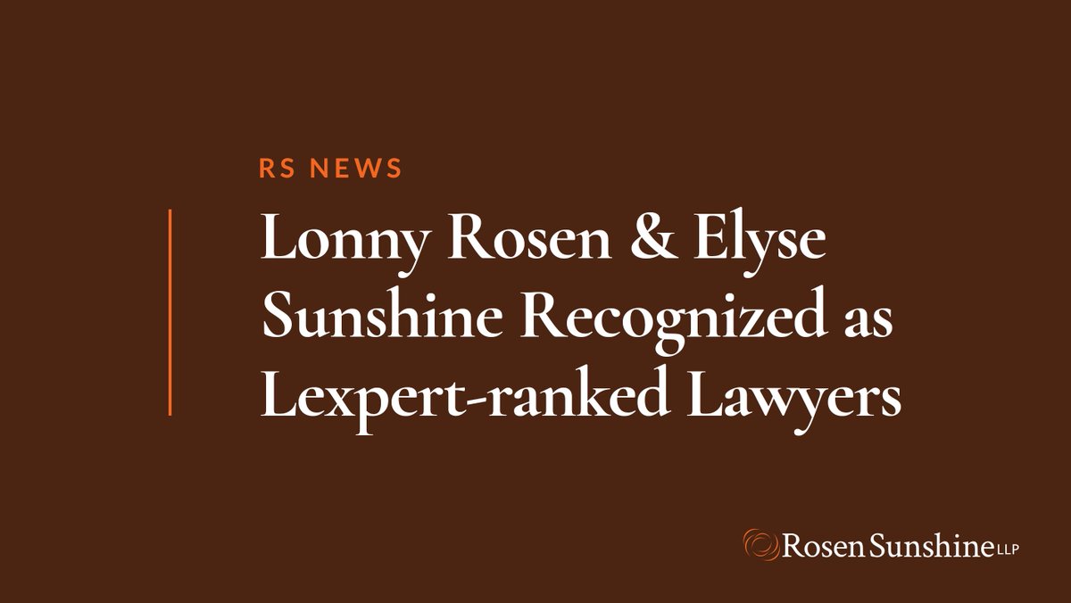 Elyse Sunshine and <a href="/LonnyRosen/">Lonny Rosen</a> have once again been ranked by their peers as among Canada’s best, and were voted as Leading Legal Practitioners across Canada in the 2024 Canadian Legal <a href="/Lexpert/">Lexpert</a> Directory based on an extensive peer survey process: lexpert.ca/rankings/best-…
