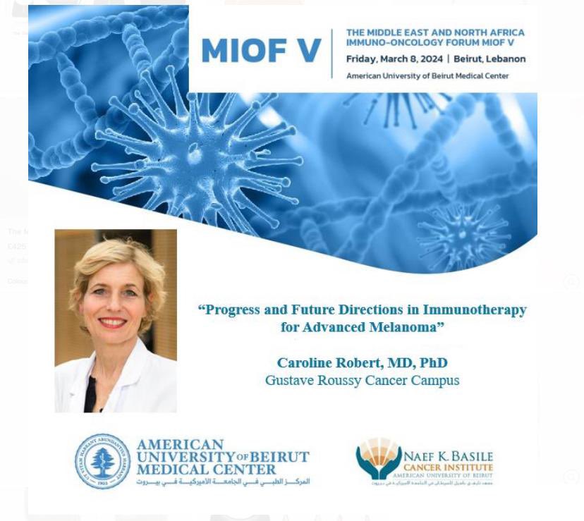 Join us tomorrow for our global gathering of experts in breast cancer, lung cancer, melanoma, and other specialties. Register now through the link below!

aub.edu.lb/fm/CME/Pages/R…

#Cancer #breastcancer  #lungcancer #melanoma #Immunotherapy #MENA