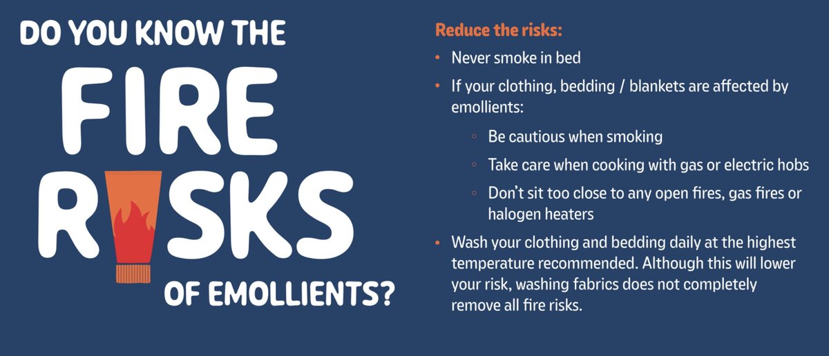 Emollients like creams, sprays and lotions can act as an accelerant when absorbed into clothing and exposed to naked flames or heat! Find out how to reduce the fire risks with our new emollients safety campaign with @HIOW_ICS and @CPSouthCentral 👉bit.ly/HIWFRSEmollien…