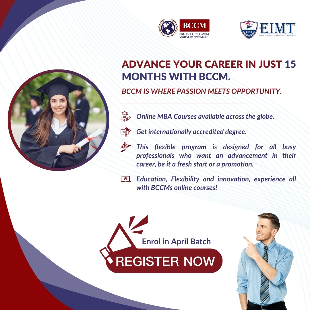 bccm_global's tweet image. Ready to elevate your career? Join BCCM&apos;s online MBA and get accredited in just 15 months. Learn, innovate, and lead with flexibility. Enroll for April! #BCCM #OnlineMBA #AdvanceCareer #GlobalEducation #Accredited #Innovation #Leadership #FlexibleLearning #CareerSuccess #Study