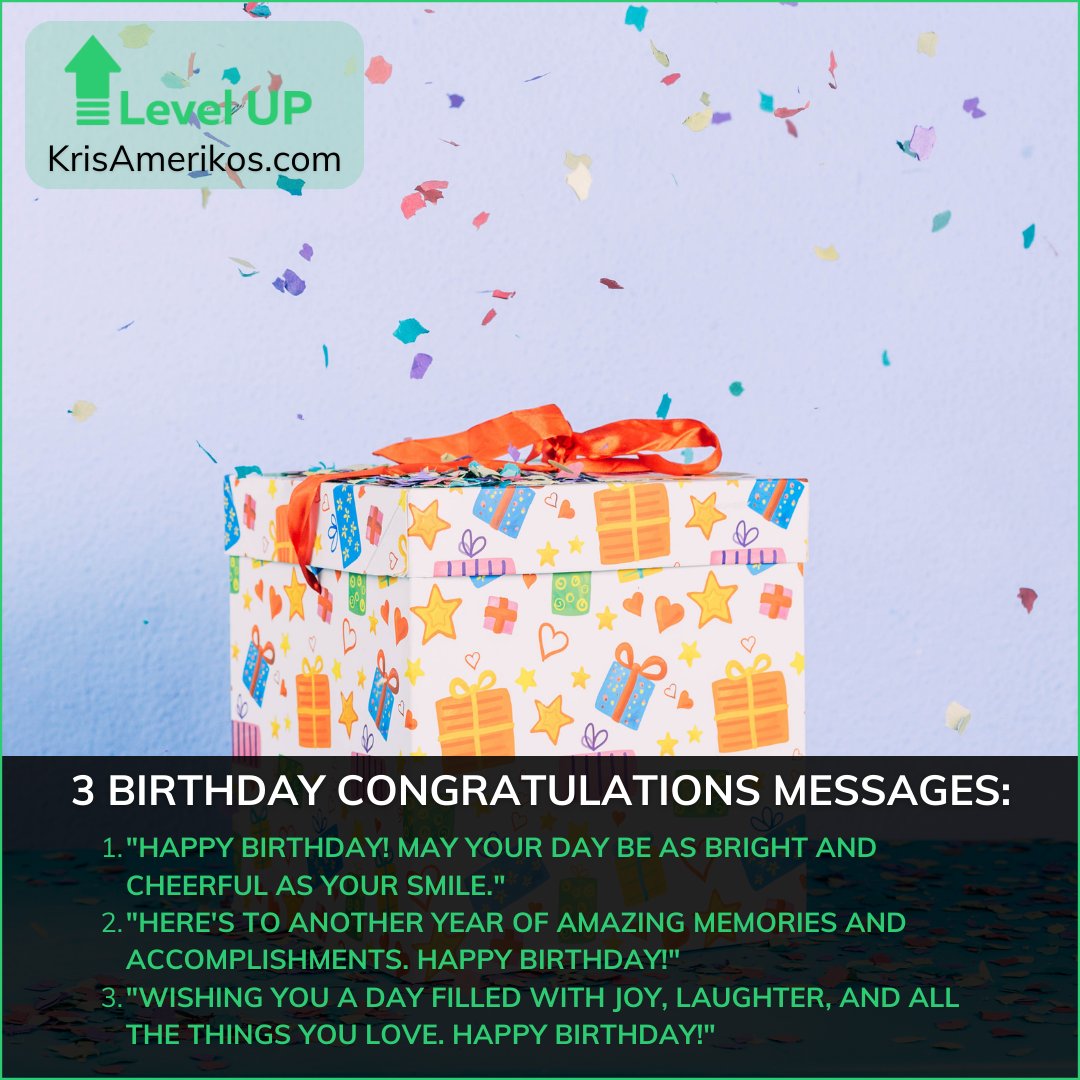 Here are some birthday congratulations messages:

#greeting #greetings #happybirthday #wishes #congraduation #englishtips #englishlearning #englishlanguage #englishvocabulary #englishteacher #learnenglishdaily #learnenglishnow #SpeakEnglishNow