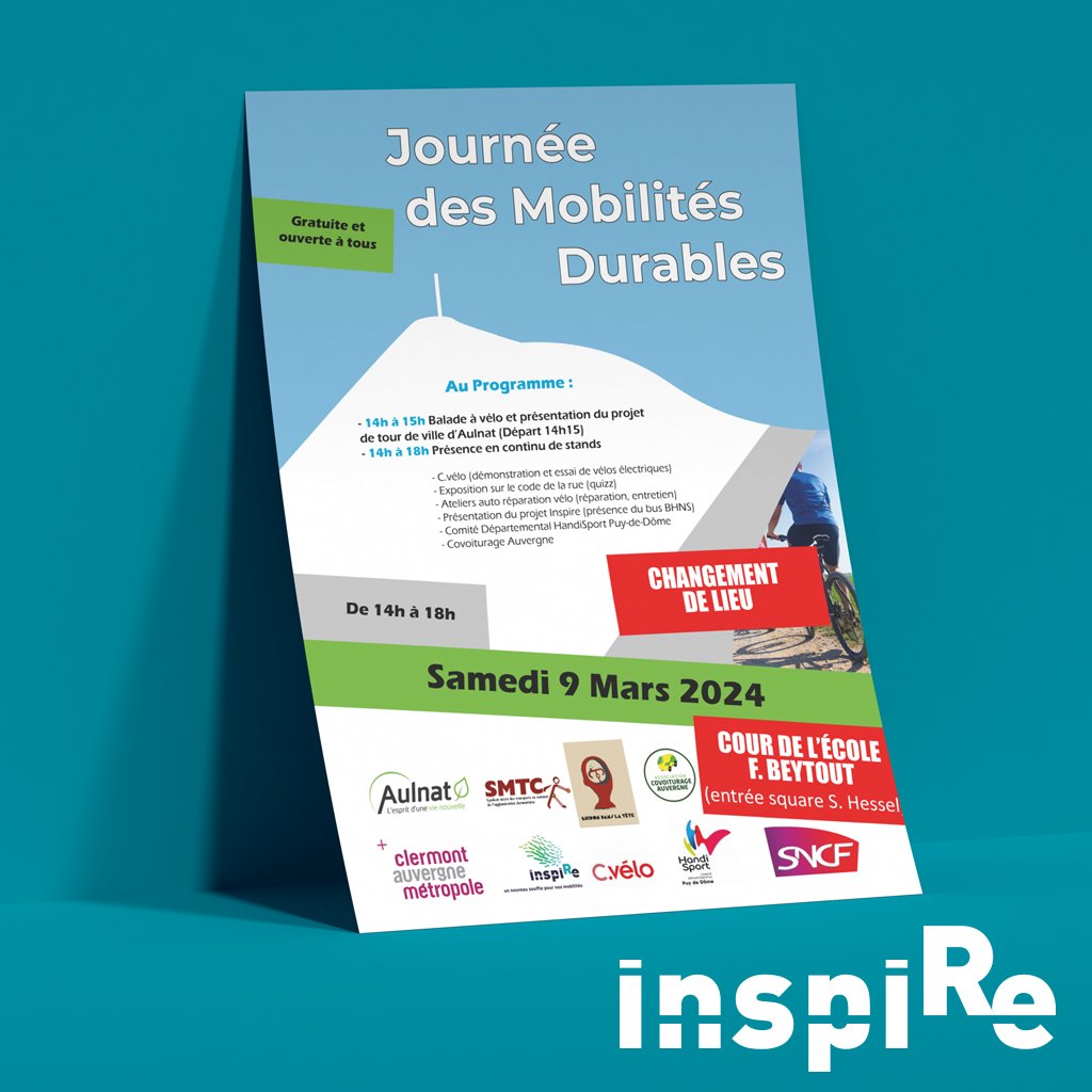 InspireClrmnt's tweet photo. Ce samedi, retrouvez le bus InspiRant à #Aulnat à l’occasion de la Journée des mobilités durables ! 🚌

💬 Venez à la rencontre des médiateurs pour échanger avec eux et poser toutes vos questions sur le projet #InspireClermont.

📍 Nouveau lieu : Avenue du 8 mai | Aulnat
🕐 De 14h à 18h
En savoir plus 👉 https://t.co/c0EJw9KLvN