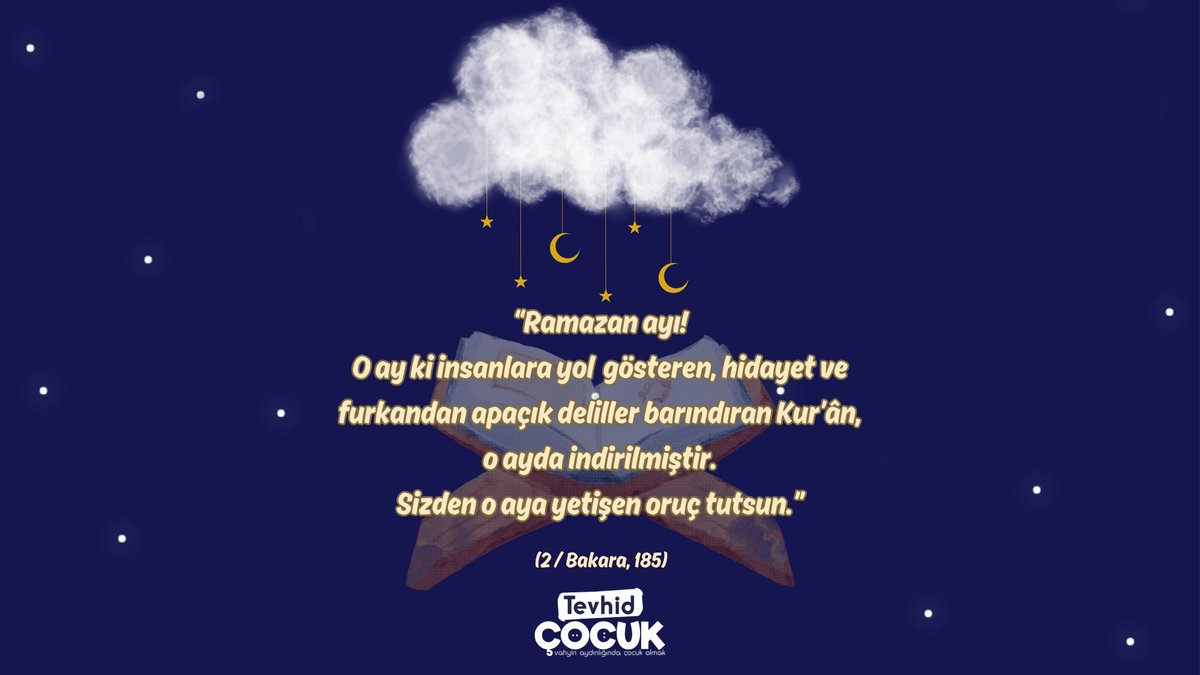 TevhidCocukDrgs's tweet photo. 🌙
"Ramazan ayı! O ay ki insanlara yol gösteren, hidayet ve furkandan apaçık deliller barındıran Kur’ân, o ayda indirilmiştir. Sizden o aya yetişen oruç tutsun."
(2/Bakara, 185) https://t.co/JbBKqftROv