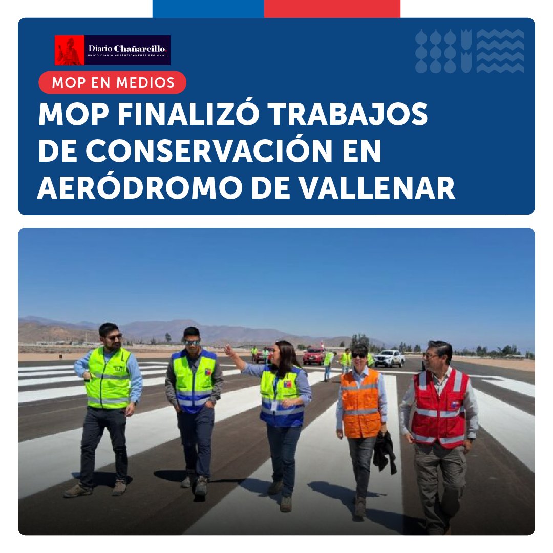 #MOPenMedios | Finalizaron los trabajos de conservación en el Aeródromo de Vallenar 🛫

Estos trabajos protegen la vida útil de los pavimentos y mejoran las condiciones de seguridad de la infraestructura aeroportuaria en la región de Atacama.

📲 chanarcillo.cl/mop-finalizo-t…