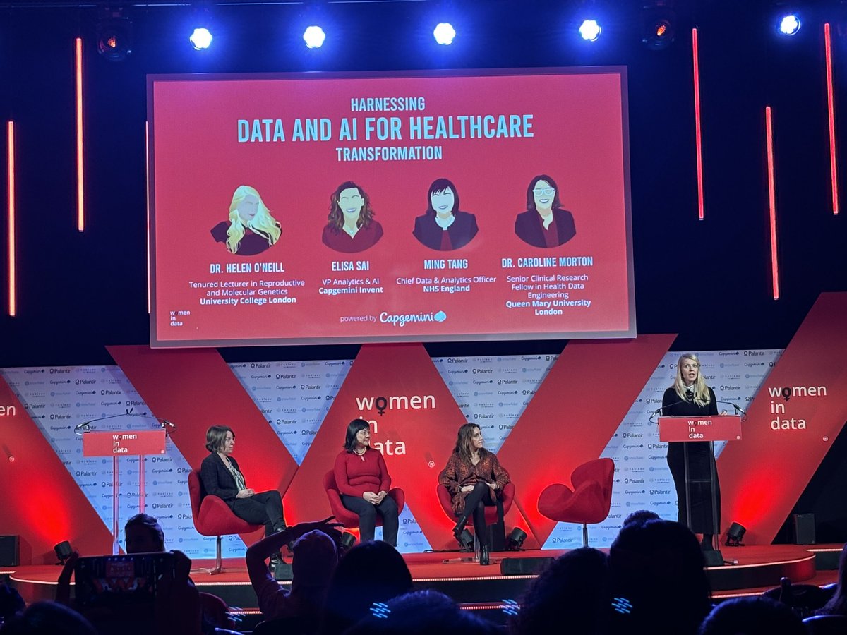 Data and AI for healthcare panel @Women_In_Data conference.. hearing how Augmented AI in the NHS is being used to improve productivity such as producing discharge letters..it’s important AI is patient and citizen centric so we don’t exacerbate inequalities. #WomenInData