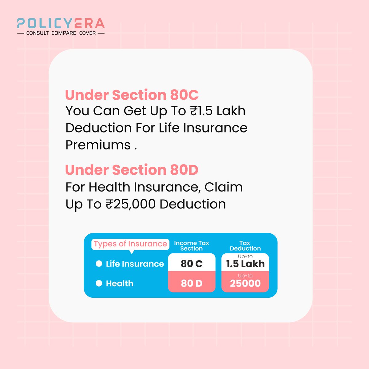 PolicyEra's tweet image. Unlock Tax Savings with Smart Insurance Choices!

Learn how to maximize your savings while securing your future with PolicyEra

#policyera #TaxSmart #insurancehacks #taxsaving #investment  #finance #mutualfunds #financialfreedom #investing #sip #financialplanning #elss #tax