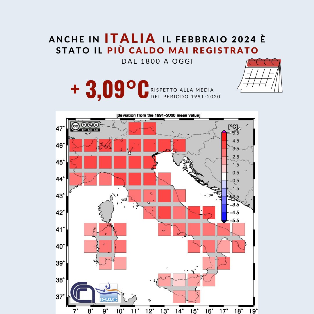CnrIsac's tweet photo. 🌍🌡️ #Copernicus: febbraio 2024 è il mese di febbraio più caldo mai registrato a livello mondiale❗️

🇮🇹🌡️ Anche in #Italia il mese di febbraio del 2024 è il più caldo mai registrato.

Scopri di più ➡️ https://t.co/p8chFBYd9O

@CnrIsac @CNRsocial_ @CopernicusEU @CopernicusECMWF https://t.co/0TWqPSpuoj