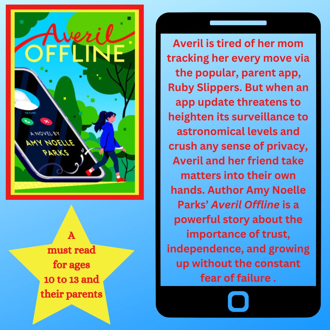 andreakeyo's tweet photo. Loved @amynoelleparks’ Averil Offline - an important book about a child's need to grow and make mistakes vs safety. A must read for 10-13yos and their parents. Thanks for recommending @colbysharp and @bookelicious!

@TransLitAgency
@penguinusa
@penguinrandom
@randomhousekids https://t.co/MRFH7ST6Vj