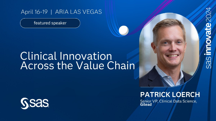 AnneData4LS's tweet image. Don't miss Patrick Loerch, Sr VP ClInical Data Science at Gilead, present on advances in AI, new trial designs, open source integration, and real world data. 
Join peers and partners at SAS Innovate!
2.sas.com/6018XQKaG