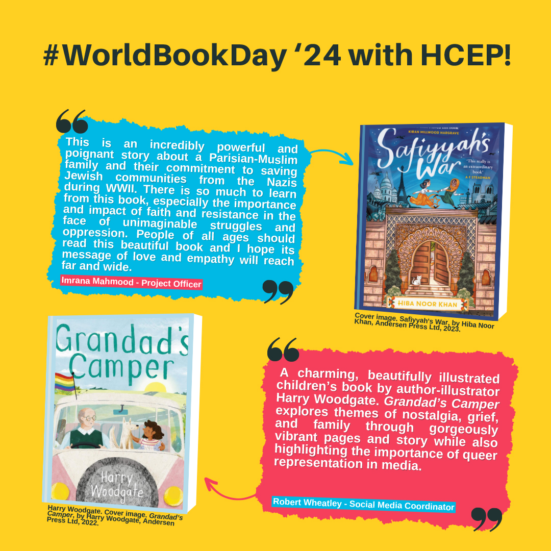 Check out our recommendations for #WorldBookDay, from Project Officer, Imrana Mahmood and Social Media Coordinator, Robert Wheatley 📚✨

#WorldBookDay2024 #SaffiyahsWar #GrandadsCamper