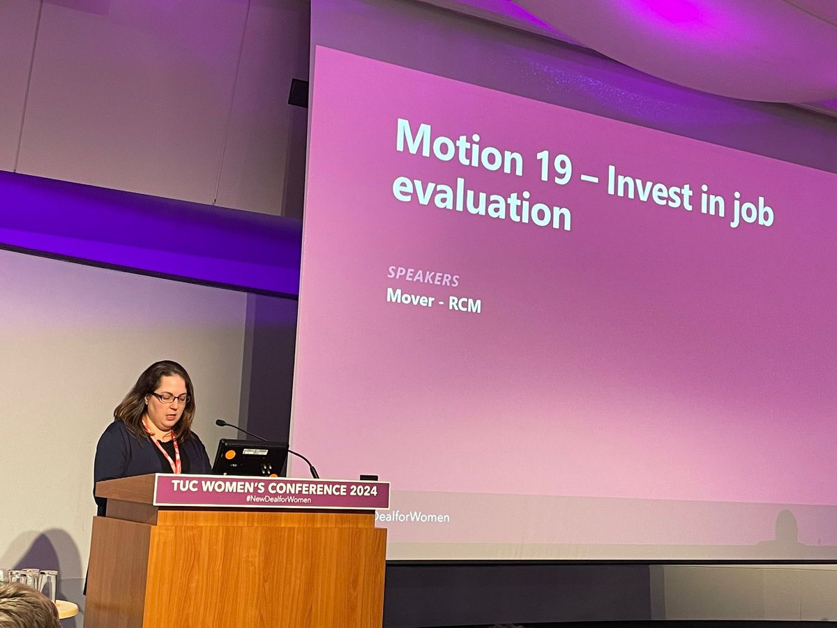 RCM member MSW Chrissy Walsh speaking about need for better investment in the Job Evaluation Scheme. One of the RCM’s motions at @The_TUC Women’s Conference. #newdealforwomen