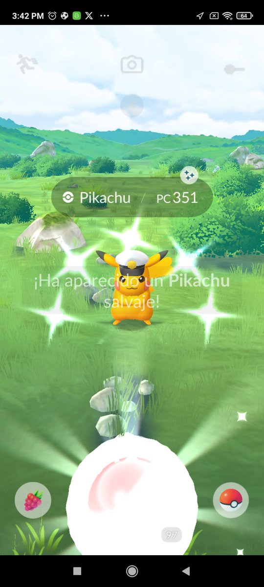 WOW! First Captain 👨‍✈️Pikachu ⚡ that I found and It was Shiny ✨ it's so beautiful 🥰

WOW! El primer Pikachu ⚡capitán 👨‍✈️ que me encuentro y es Shiny ✨ es hermosa 🥰

おお！私が見つけた初代キャプテン👨‍✈️ピカチュウ⚡ ピカピカでした✨とても綺麗です  

#PokemonGO
#ポケモンGO