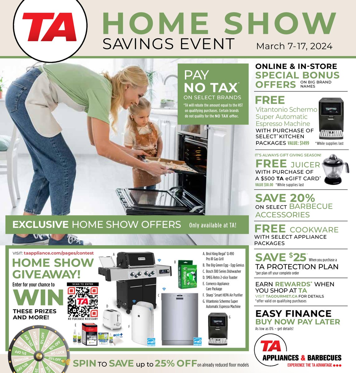 TAAppliance's tweet photo. TODAY IS THE DAY! Our Home Show Savings Events Starts Now! 
🌟 Save the TAX on select brands
🌟 FREE gift with select purchases
🌟 Save 20% on select BBQ Accessories
🌟 WIN over $6,000 in prizes including a Broil King BBQ!

See all the savings: https://t.co/x0JMkr7K7x https://t.co/fFtUHfVuAg
