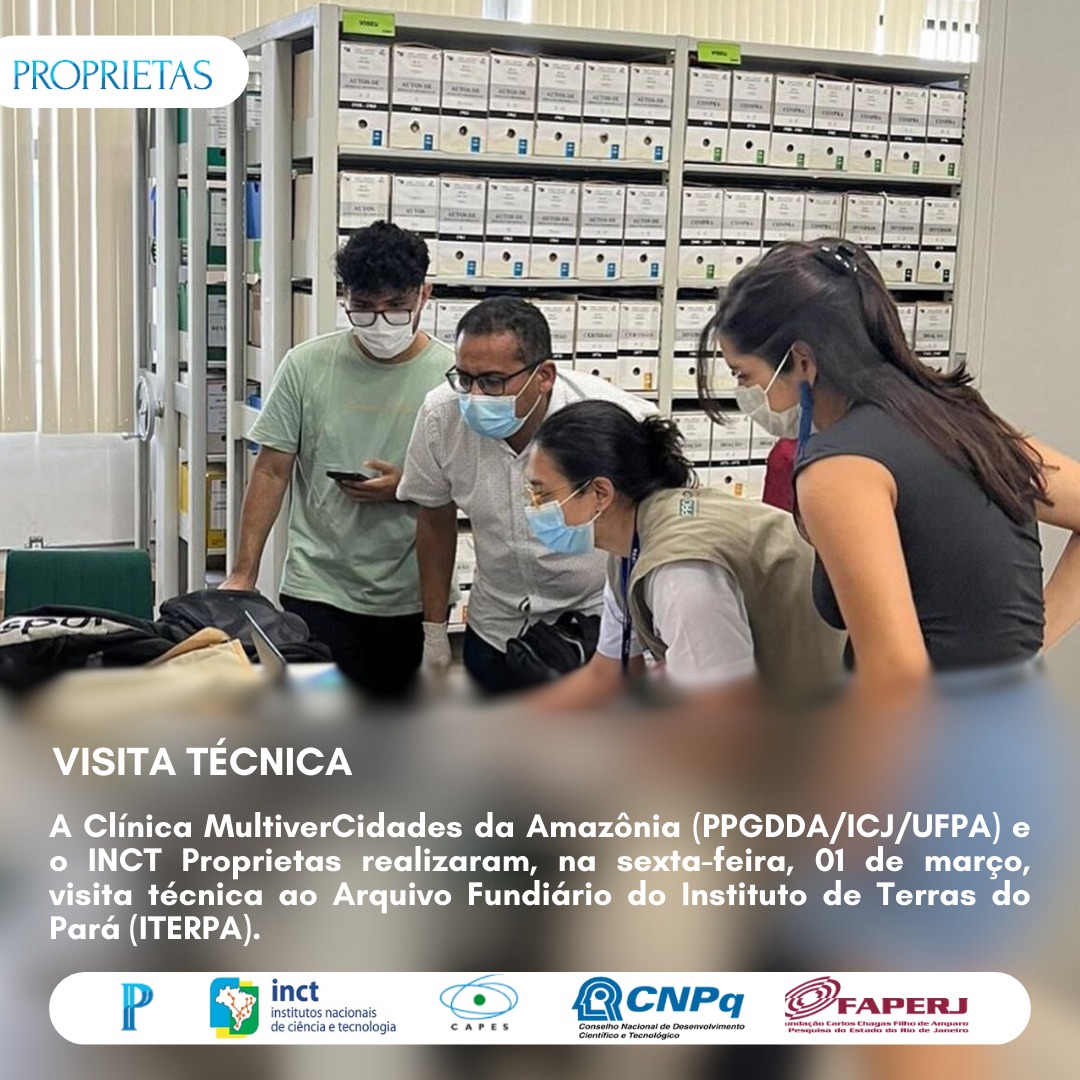 Na última sexta-feira, dia 01, a Clínica MultiverCidades da Amazônia (PPGDDA/ICJ/UFPA) e o INCT Proprietas realizaram visita técnica ao arquivo fundiário do Instituto de Terras do Pará (ITERPA).

Saiba mais no link da bio!
#inct #iterpa