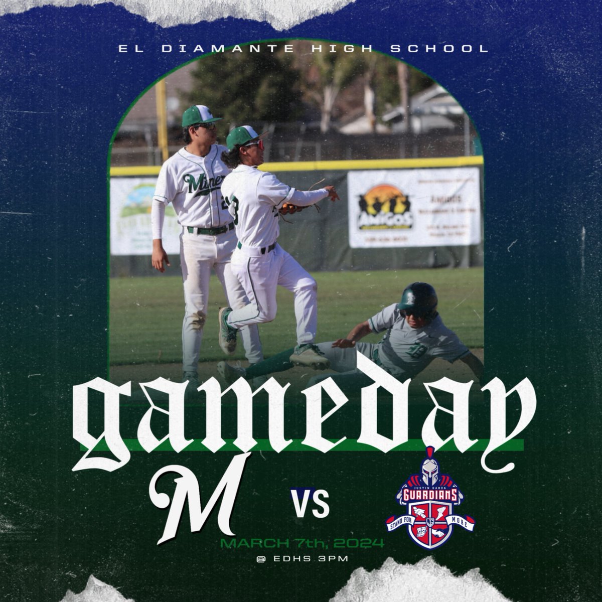 EDMinerBaseball's tweet photo. Gameday! Miners take on Justin Garza High School in the final day of pool play for the Coca Cola Classic. First pitch at 3 PM at El Diamante. Hope to see you there! #ElDomination https://t.co/tfLPpdsAdX