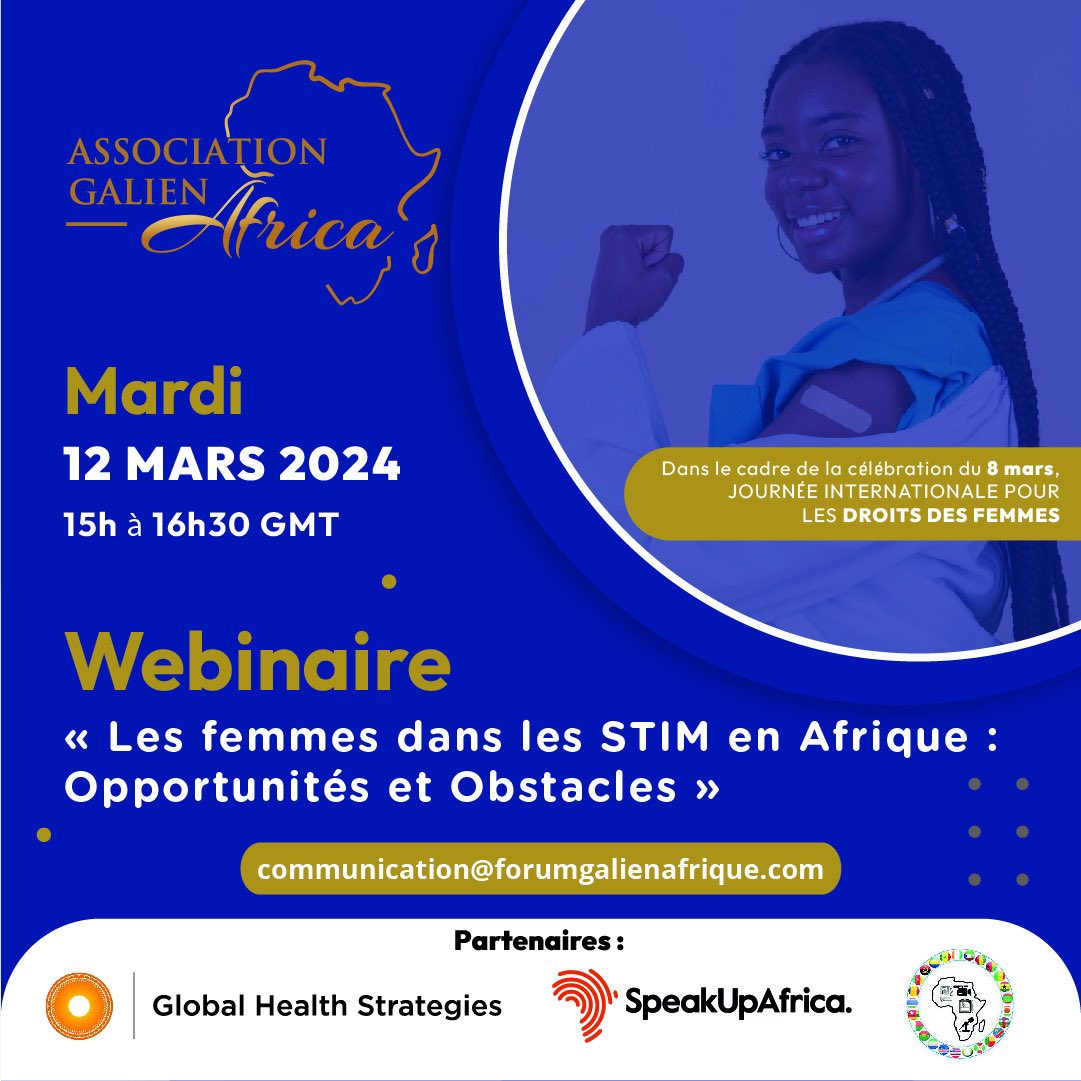 Les femmes jouent un rôle clé dans le développement, surtout dans la recherche scientifique liée aux STIM. En l'honneur du 8 mars, Journée internationale des droits des femmes, l'Association Galien Africa organise un webinaire le 12 mars 2024 sur 'Les femmes dans les STIM en…