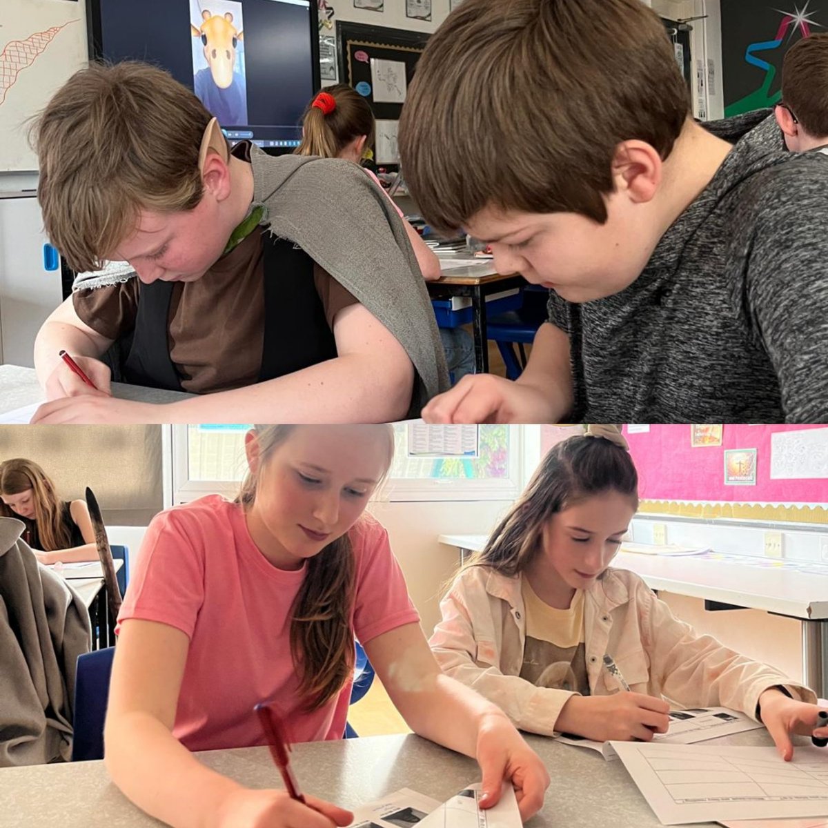 Year6TSP's tweet image. The Masked Reader was trickier than we thought! While we were good at correctly guessing the stories, it was difficult to work out who was behind each mask. Only one person recognised Mr King! #TSPReading 📚🐸🐯🐨🐭🐺📚