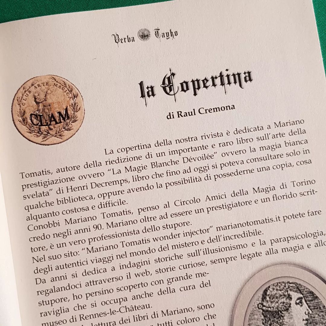 Sulla rivista Verba Tayko, organo ufficiale del Club Arte Magica di Milano, @RaulCre ospita la mia rilettura di un numero di chiaroveggenza di Prudence Bernard, una delle sei veggenti protagoniste di #Incantagioni @neroeditions