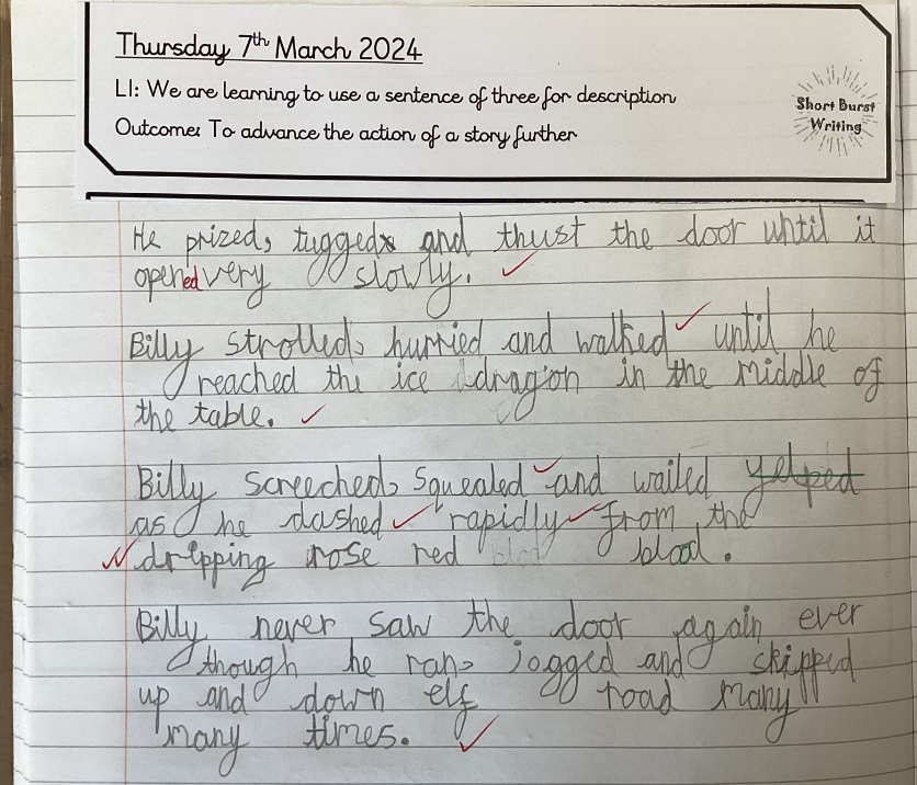 Stunning year 2 short burst writing!