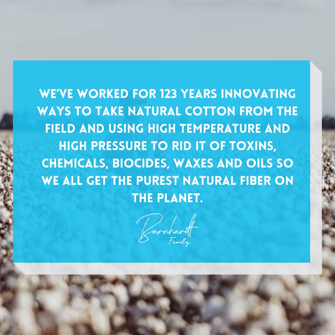 Our family is close-knit, and we care about each other. We also care about your families that want the purest #naturalcotton in your self-care brands.

#PurifiedCotton #Barnhardt #cotton #cottonfiber #organiccotton #consciousconsumer #cottonsustainability #choosecotton