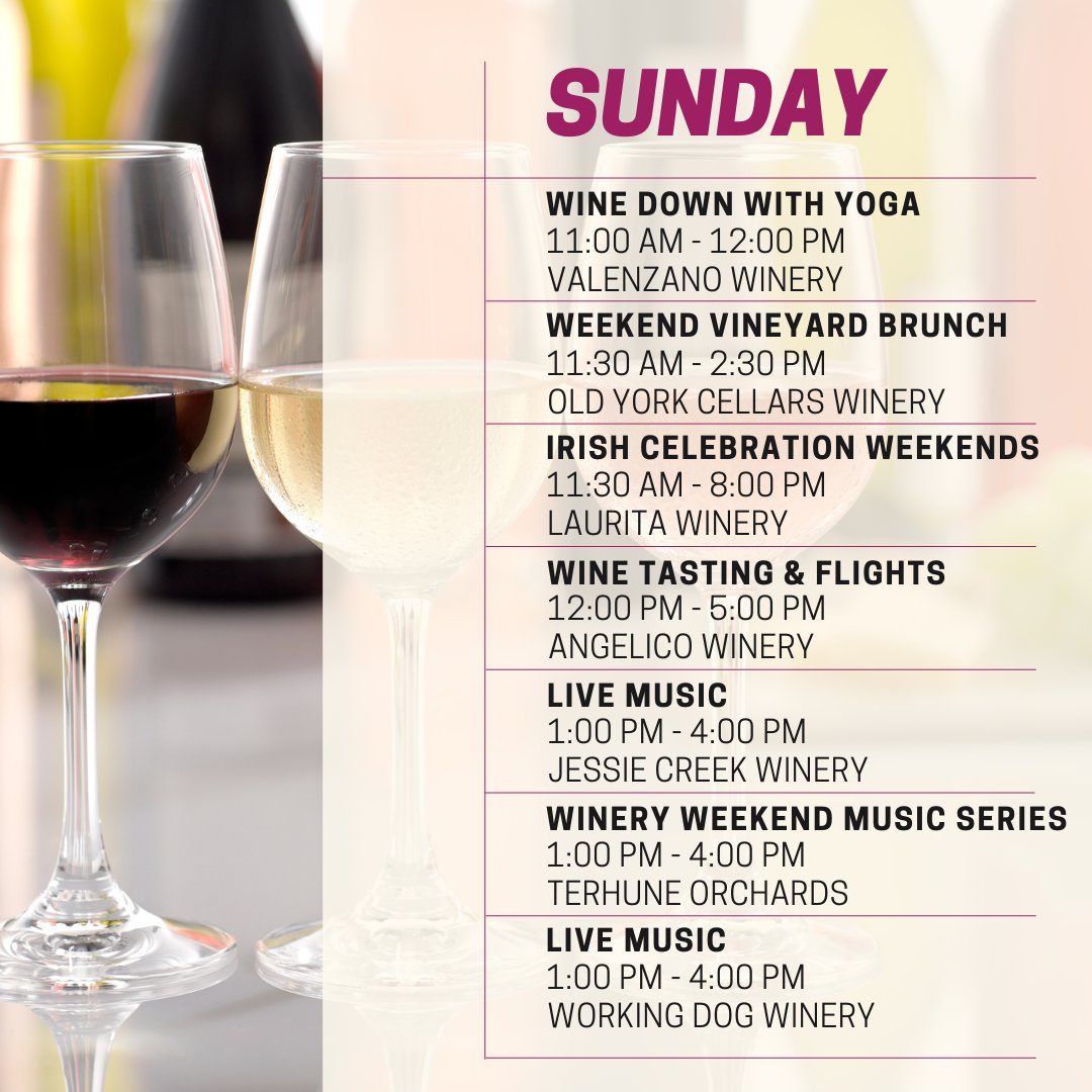 We are counting down to Spring in New Jersey Wine Country! In the meantime, activities at Garden State wineries 🍷 Visit the link newjerseywines.com/events/categor… to see the full details on all the events happening this weekend in the Garden State! 🍇 #CheersNJWine