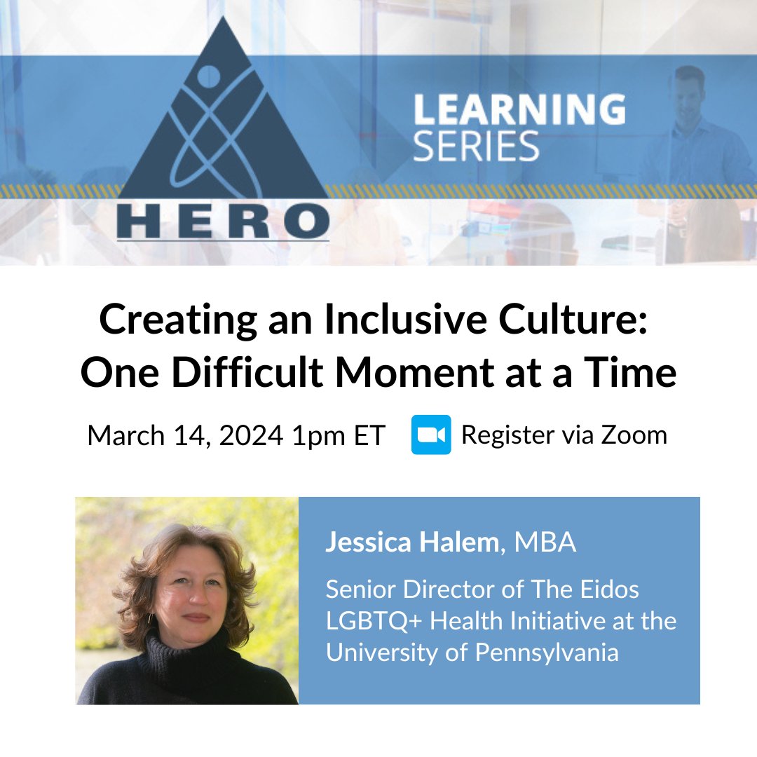 Join us virtually as Hero Health explores workplace inclusion with @JessicaHalem, Senior Director of @penneidos. This session is a must for leaders committed to fostering belonging in their organizations. Register now & be a catalyst for progress! ➡️ow.ly/I9hw50QKQe5