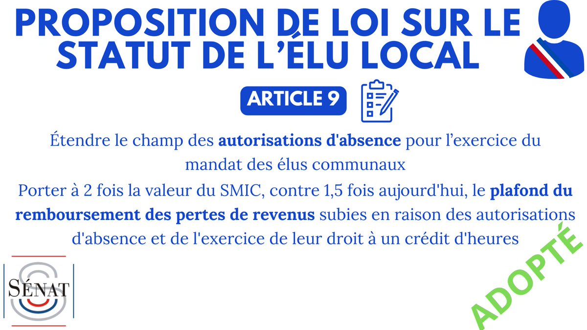 FrancoiseGatel's tweet photo. @Senat ✅ Le Sénat a adopté l'article 9 de la proposition de loi #StatutDeLElu #DirectSenat
@Senat https://t.co/GEvVbf2WAQ