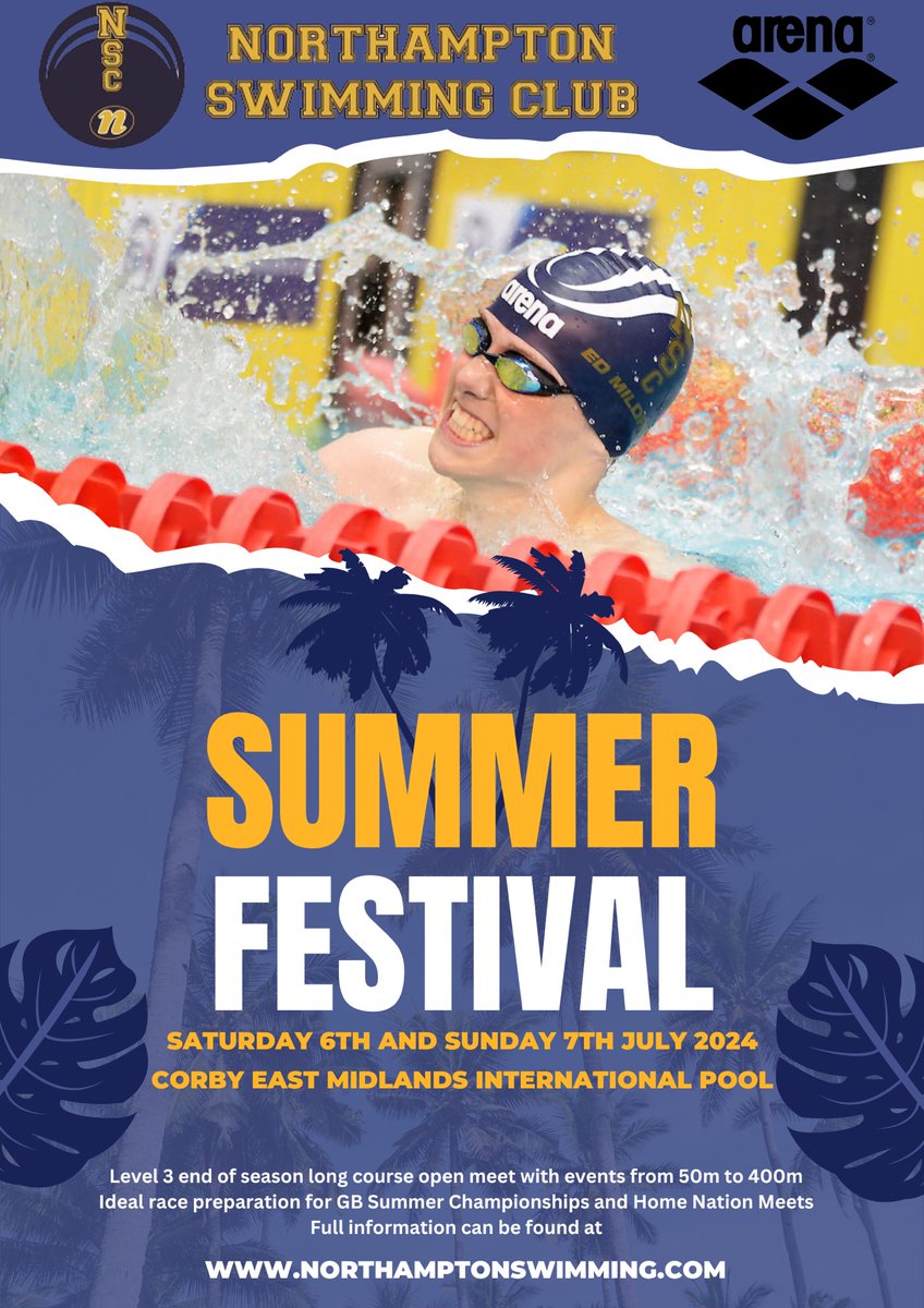 NSC_Swim's tweet photo. We are pleased to announce dates of our 2024 Summer Festival โ๏ธ๐
If you are looking for an end of season meet or prep meet for ๐ฌ๐ง summer champs or home nation meets then get in touch!
#teamarenauk https://t.co/wzqLe29phm