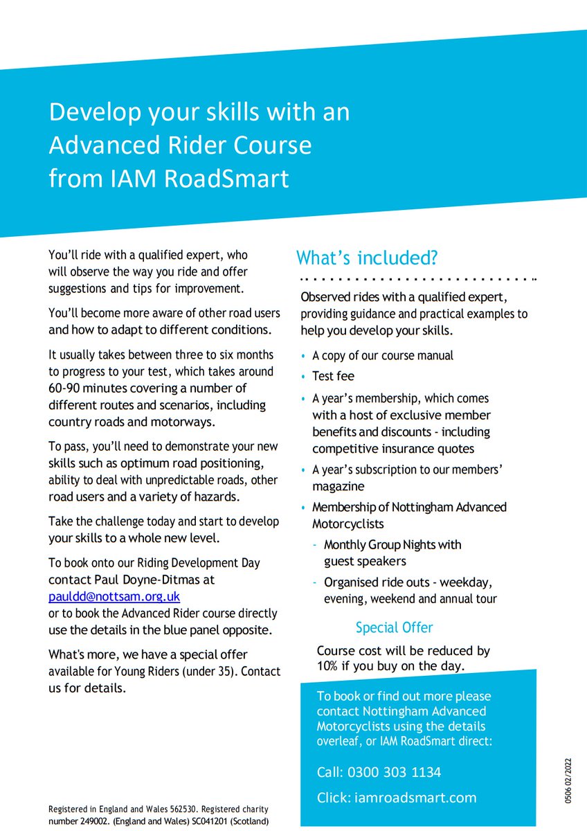 A date for your diary 📆 Nottingham Advanced Motorcyclists are hosting a Bikers’ Riding Development Day on 28 April. 📍 Epperstone Village Hall, NG14 6A More info 👇