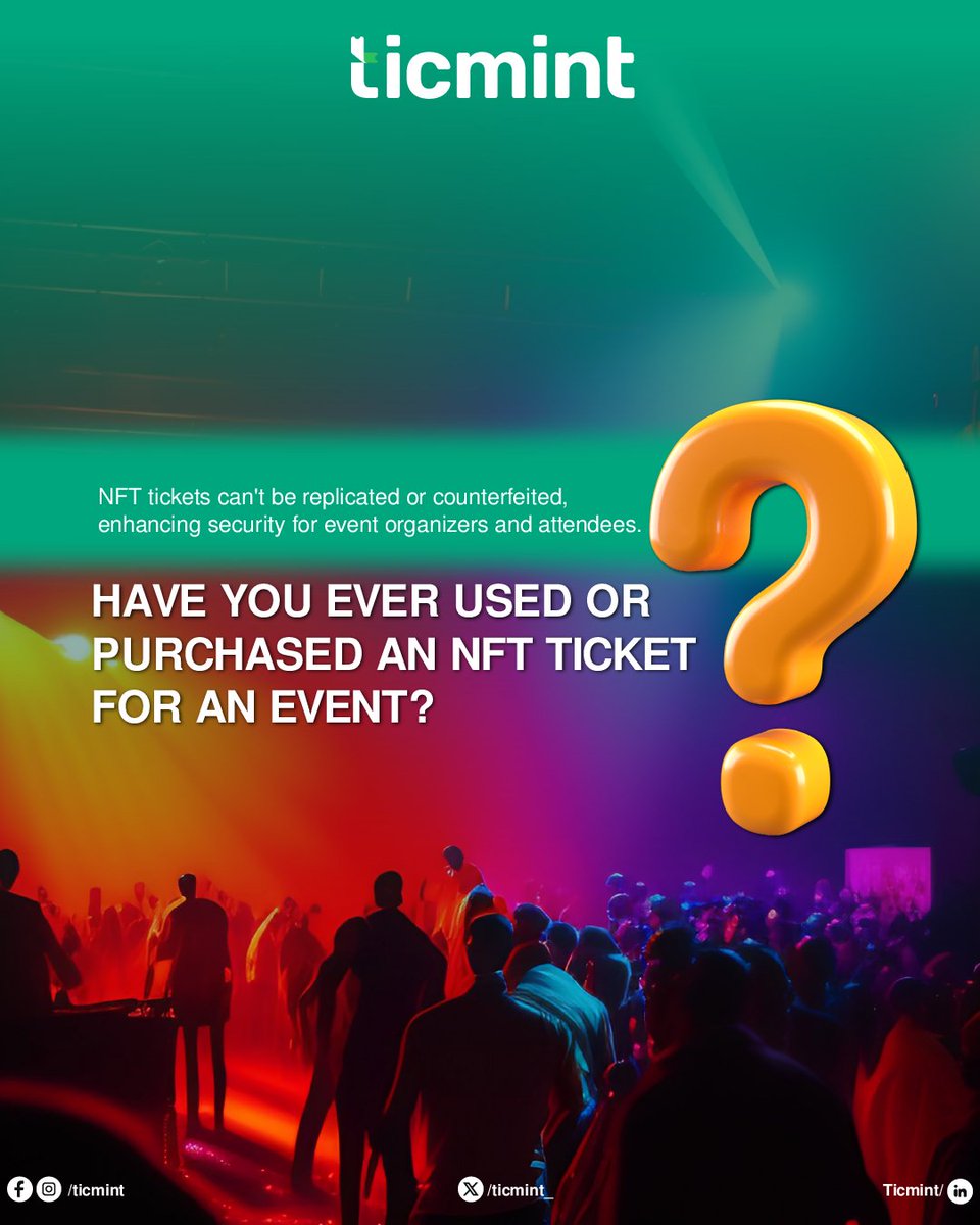 Did you know? NFT tickets can't be replicated or counterfeited, ensuring maximum security for both event organizers and attendees.🛡️

➡️ ticmint.com

#ticketinnovation #authenticityguaranteed #nftevents #eventtechnology #nft #ticket