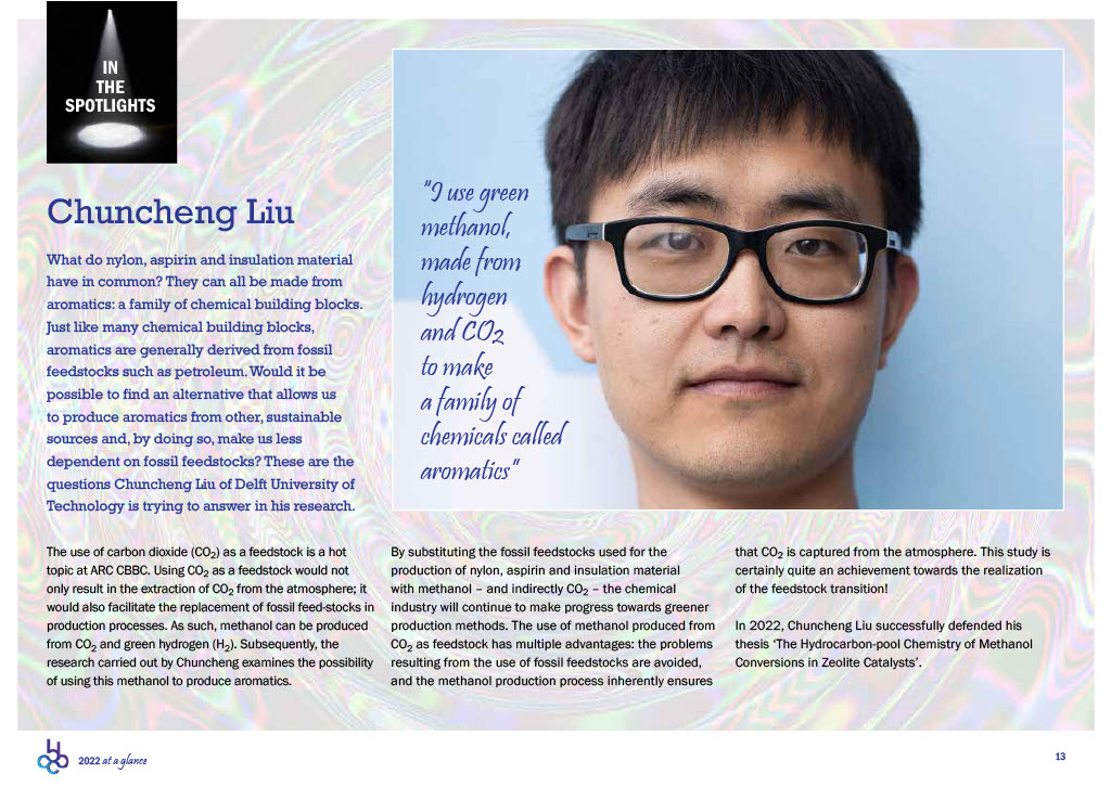 In today’s #ThrowbackThursday: alumnus Chuncheng Liu (TUD) in ‘2022 at a Glance’! Can we take CO2 from the atmosphere, and use it to make something useful instead? Chuncheng studied how we can turn CO2 into e.g. aspirin, nylon, and insulation materials: arc-cbbc.nl/uploads/2022-a…