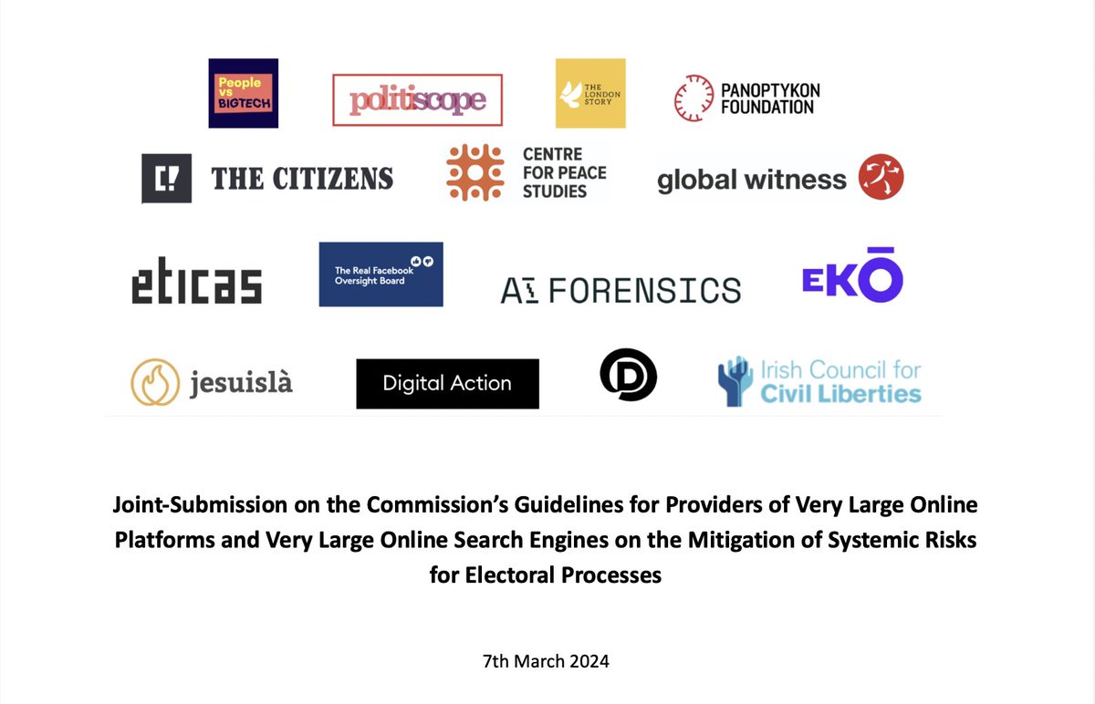 🚨JUST IN A dozen+ civil society organisations including @allthecitizens & @FBoversight have come together and signed a statement asking the EU Commission to tackle the harms caused by social media recommender systems & protect elections. Read our statement here 👇…