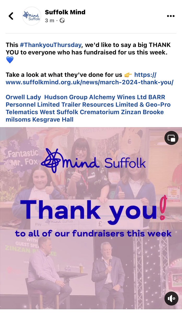 Lovely to get recognition for my Charity work! Thanks Mind Suffolk 💙 This #ThankyouThursday, we'd like to say a big THANK YOU to everyone who has fundraised for us this week. 💙 Take a look at what they've done 👉 suffolkmind.org.uk/news/march- @BarrPersonnel