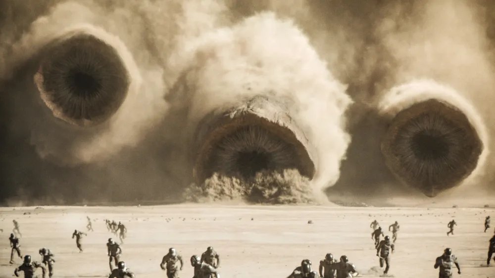 Feature_First's tweet image. Neil deGrasse Tyson critiques thumpers and sandworms in 'DUNE: PART TWO'.

"You can't thump sand, if you do this to sand [slams fist] nobody else is gonna hear it... they have the worm going straight fast, no that's not how physics work they gotta curl"

Source: @colbertlateshow