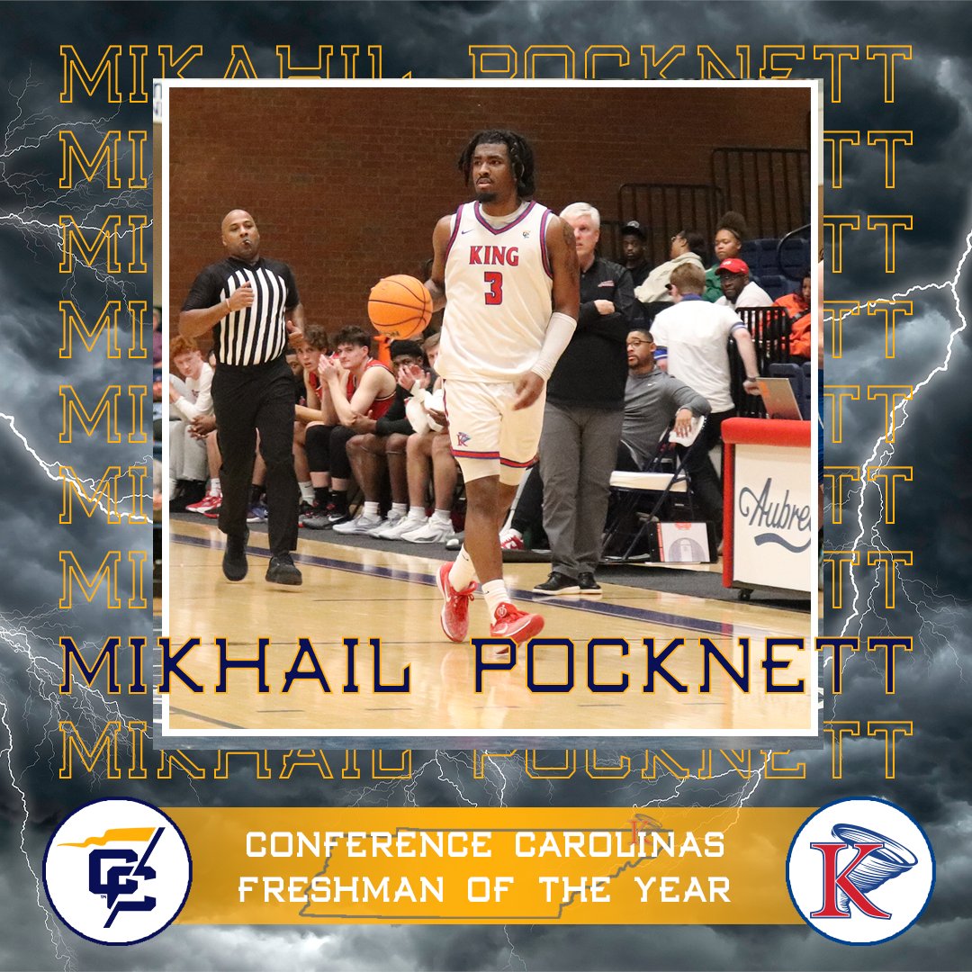 King Athletics (@kingathletics) on Twitter photo Mikhail Pocknett of <a href="/KingU_mbb/">King University Men's Basketball</a> is the <a href="/ConfCarolinas/">Conference Carolinas</a> Freshman of the Year! He is the first Tornado men's basketball player since 2011-12 to earn this award! He also was names Second Team All-Conference! #LeadServeAchieve #KingPride Mikhail Pocknett of <a href="/KingU_mbb/">King University Men's Basketball</a> is the <a href="/ConfCarolinas/">Conference Carolinas</a> Freshman of the Year! He is the first Tornado men's basketball player since 2011-12 to earn this award! He also was names Second Team All-Conference! #LeadServeAchieve #KingPride