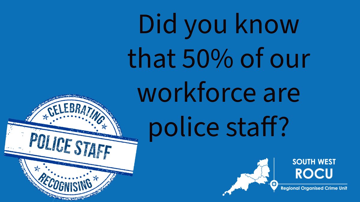 A breadth of work is carried out by police staff and we have some exciting vacancies coming up, including:

🔹 Criminal Intel Analysts
🔹 Fraud Protect Officer
🔹 Financial Intel Officer
🔹 Project Lead

Get in touch for more info! rocu.police.uk/careers/swrocu…
#CelebratingPoliceStaff