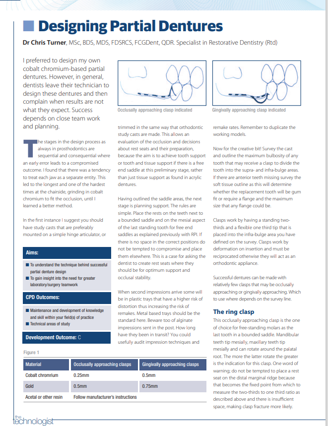 The_DTA's tweet photo. Why not sit down with a cup of tea and read all about Well Designing Partial Dentures by Dr Chris Turner, which you can find in the latest Issue of The Technologists.
#dentaltechnology #DTA #TheTechnologisy #oralhealth #fixedprosthodontics #removableprosthetics #dentures https://t.co/eQmGDo5TZj