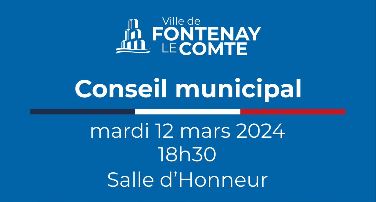 [ Conseil municipal ] Le prochain Conseil municipal aura lieu le mardi 12 mars à 18h30, salle d'Honneur de la Mairie.
📷 Pour consulter l'ordre du jour, cliquez ► bit.ly/cm-12032024