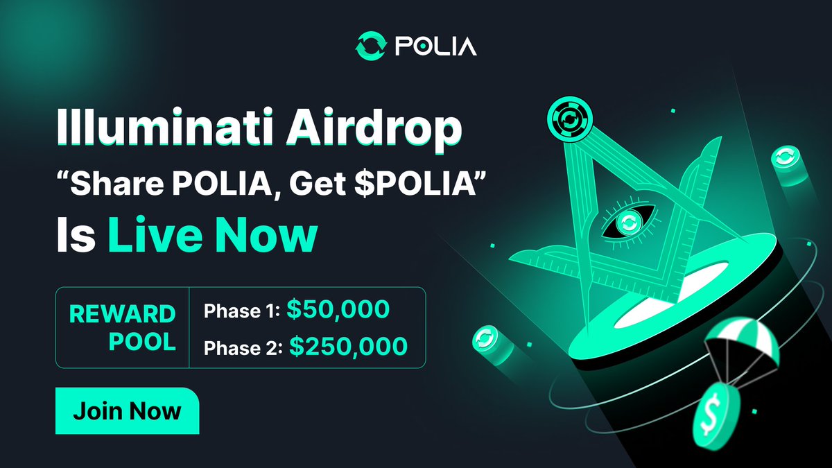 Illuminati Airdrop - “Share POLIA, get $POLIA” is live now🔥🔥🔥

🚩Reward pool: 
- Phase 1: $50,000
- Phase 2:  $250,000

🚀Join phase 1 now: poliadex.com/airdrop

#Polia #Airdrop #Blast_L2