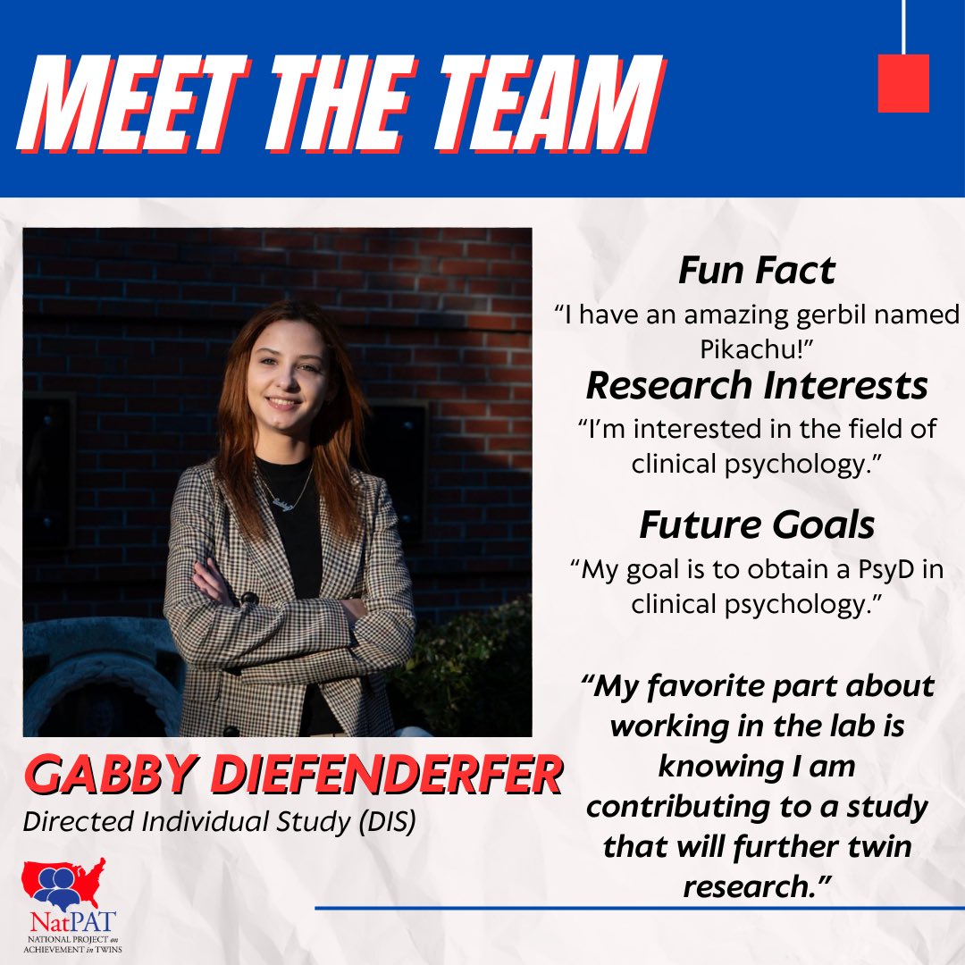 Meet Gabby Diefenderfer, one of our DIS students! 🐹🧠 #natpattwins #fsu #twinstudies #twins #fsupsychology #readingresearch